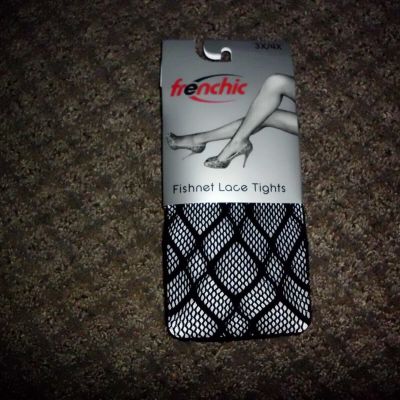 FRENCHIC Fishnet Lace Tights 3X/4X Unopened Black Plus Size GR70